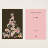 Pink Retro Circles Christmas Tree Mini Invitation (Front & Back)