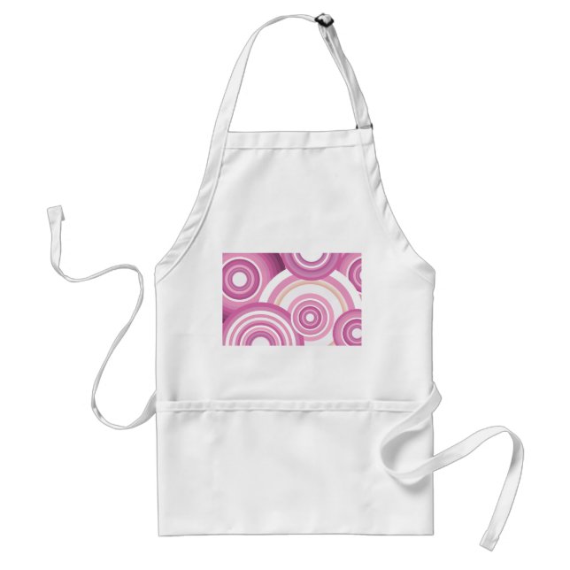Pink Retro Circles Pattern Adult Apron (Front)