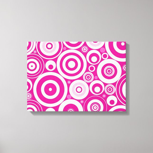 Pink Retro Circles Pattern Canvas Print (Front)