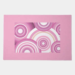 Pink Retro Circles Pattern Doormat