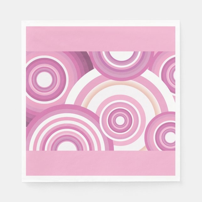 Pink Retro Circles Pattern Napkins (Front)