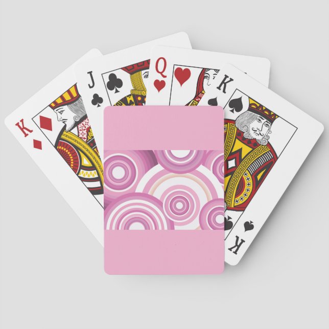 Pink Retro Circles Pattern Poker Cards (Back)