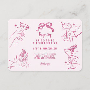 Pink Retro Cocktail Party Bridal Registry Insert