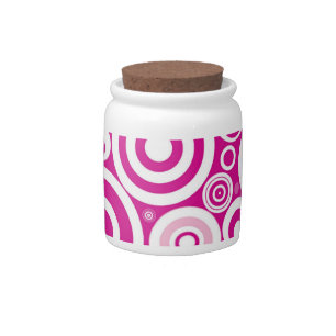 Pink Retro Concentric Circles Candy Jar