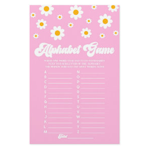 Pink Retro Daisy Alphabet Baby Shower Game Stationery