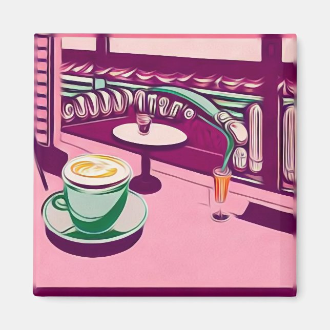 Pink Retro Diner Magnet (Front)