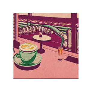 Pink Retro Diner Wood Wall Art