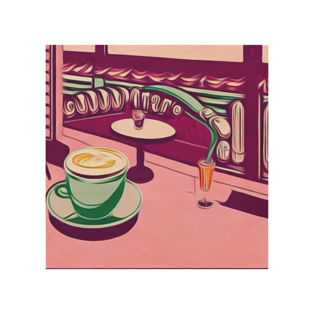 Pink Retro Diner Wood Wall Art (Front)