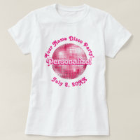 Pink Retro Disco Ball PERSONALIZED T-Shirt