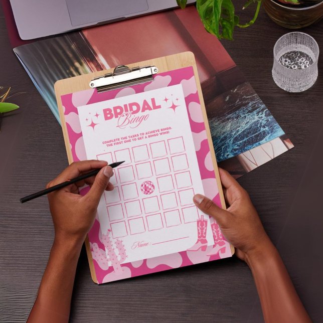 Pink Retro Disco Bridal Shower Bingo Game Cards (Creator Uploaded)