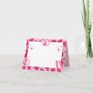 Pink Retro Disco Cowgirl Name Place Cards