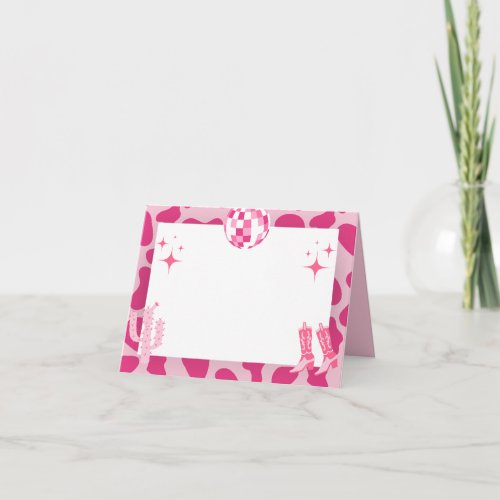 Pink Retro Disco Cowgirl Name Place Cards