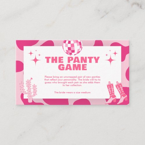 Pink Retro Disco Cowgirl The Panty Game Enclosure Card