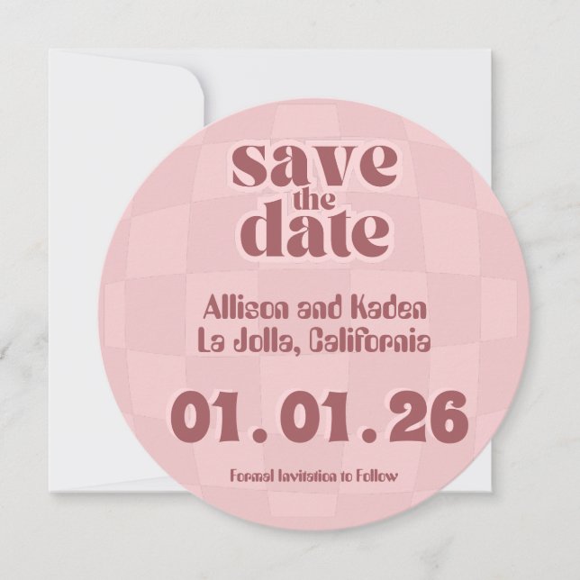 Pink Retro Disco Wedding -  Save the Date Invitation (Front)