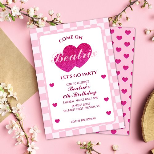 Pink Retro Doll Birthday Invitation