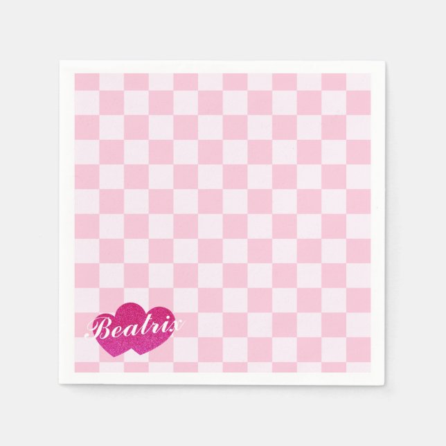 Pink Retro Doll Birthday Napkins (Front)