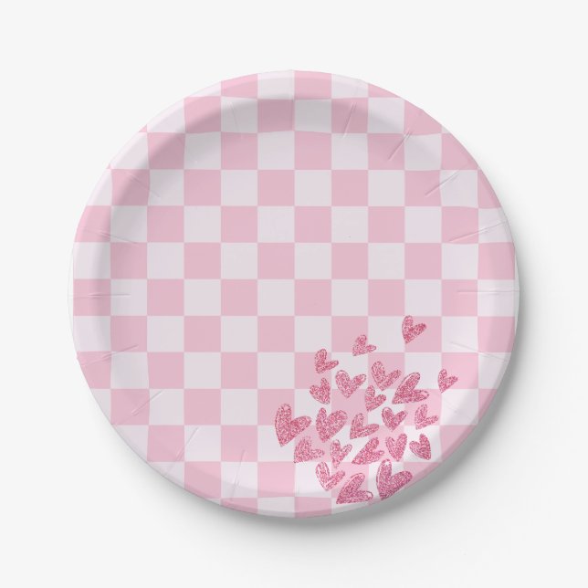 Pink Retro Doll Birthday Paper Plates (Front)