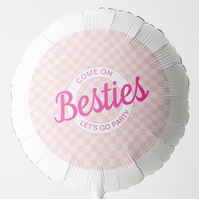 Pink Retro Doll Lets Go Party Birthday  Balloon (Front)