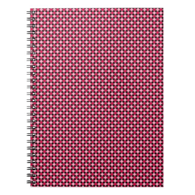 Pink Retro Dot Checkerboard Notebook (Front)