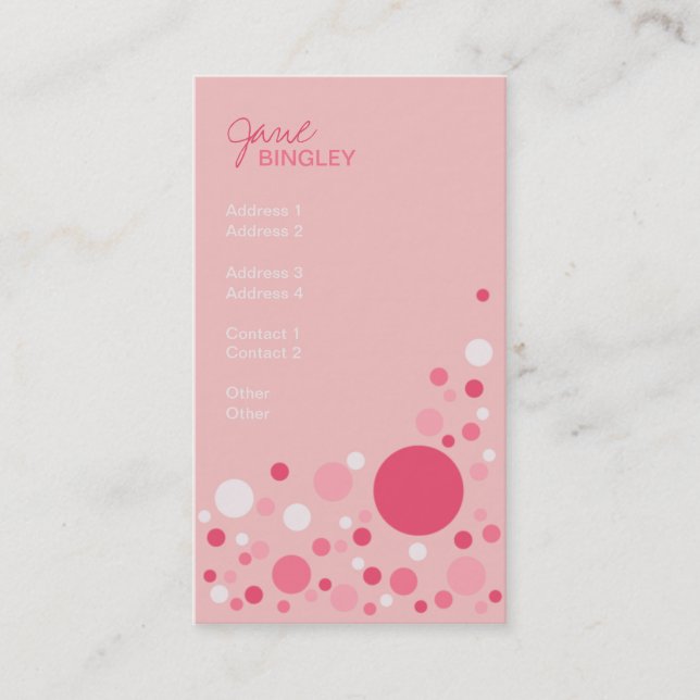 Pink Retro Dots Business Card (Front)