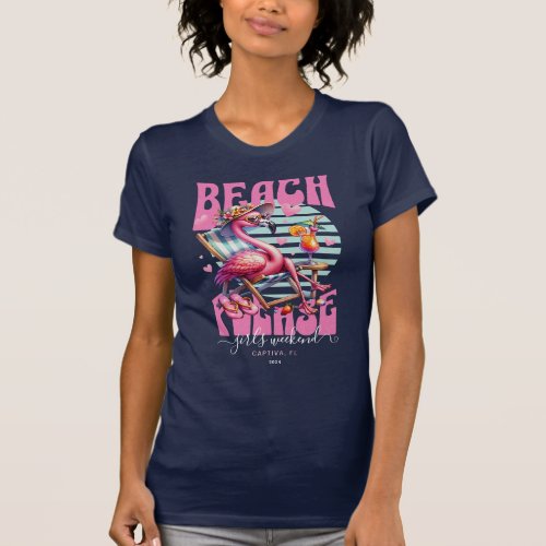 Pink Retro Flamingo Girls Weekend T_Shirt