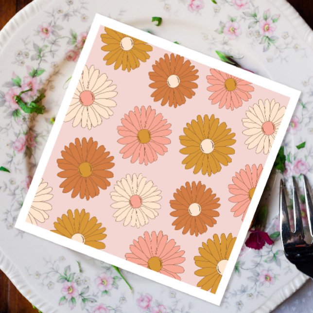 Pink Retro Floral 2nd Birthday Napkins (Creator Uploaded)