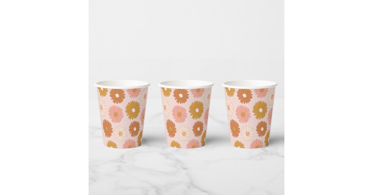 Pink Retro Floral 2nd Birthday Paper Cups