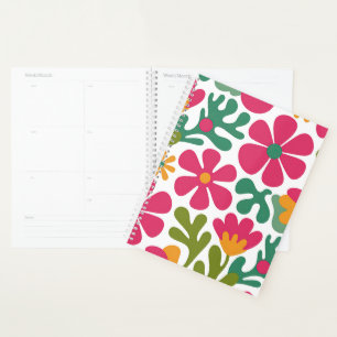 Pink Retro Floral Groovy Seamless Pattern Planner