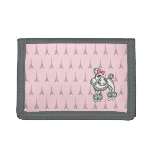 Pink Retro French Poodle Gift Tri-fold Wallet