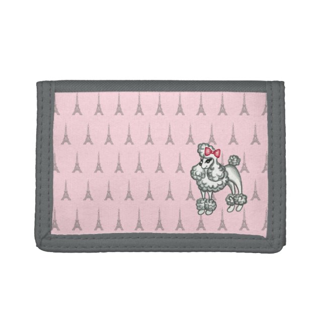 Pink Retro French Poodle Gift Trifold Wallet (Front)