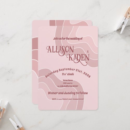 Pink Retro Funky Disco Wedding _ Bold Modern Fun  Invitation