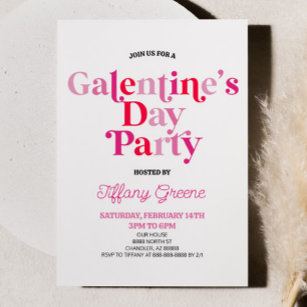 Pink Retro Galentine's Valentine's Day Party Invitation