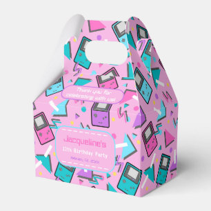 Pink Retro Gaming Birthday Favor Boxes
