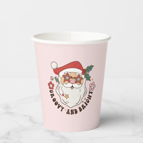 Pink Retro Groovy and Bright Christmas Paper Cups