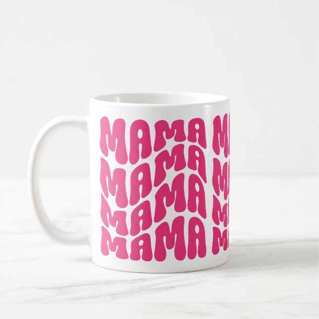 Pink Retro Groovy Cute Mama Mothers Day Mom   Coffee Mug (Left)