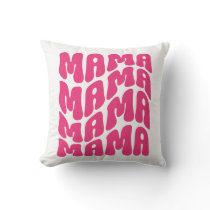 Pink Retro Groovy Cute Mama Mothers Day Mom  Throw Pillow