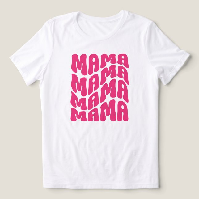 Pink Retro Groovy Cute Mama Mothers Day Mom  Tri-Blend Shirt (Design Front)