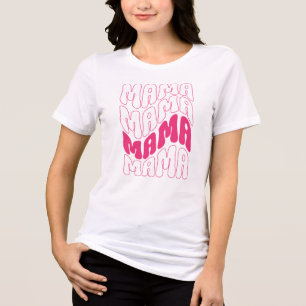 Pink Retro Groovy Cute Mama Mothers Day Mom Tri-Blend Shirt
