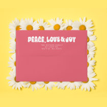 Pink Retro Groovy Peace Love Joy Holiday Envelope