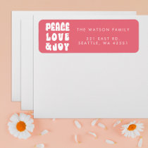 Pink Retro Groovy Peace Love Joy Holiday Label
