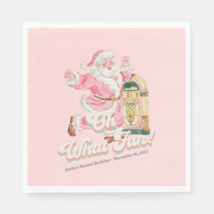 Pink Retro- Groovy Santa Claus Holiday Party Napkins