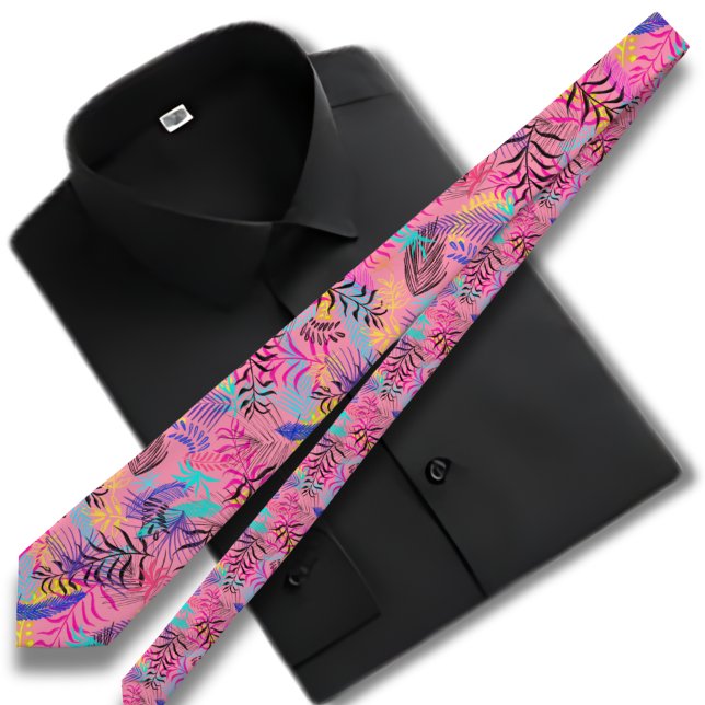 Pink Retro Hawaiian pattern  Neck Tie (Creator Uploaded)
