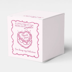 Pink Retro Heart Coquette Cherry Cake Valentine Favor Boxes