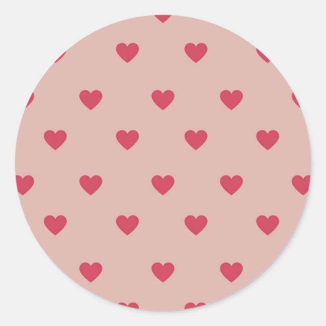 Pink Retro Heart Y2K Pattern With Pink Background Classic Round Sticker (Front)