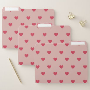 Pink Retro Heart Y2K Pattern With Pink Background File Folder