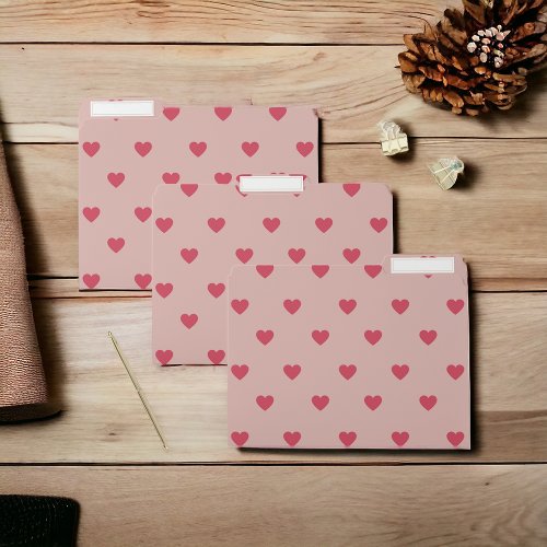 Pink Retro Heart Y2K Pattern With Pink Background File Folder
