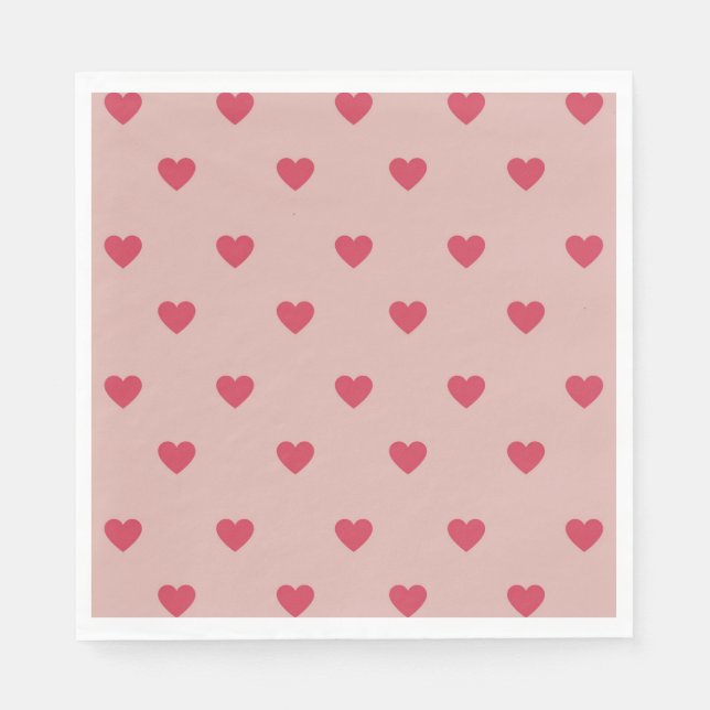 Pink Retro Heart Y2K Pattern With Pink Background Napkins (Front)