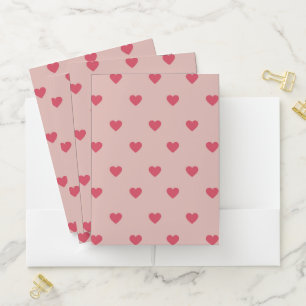 Pink Retro Heart Y2K Pattern With Pink Background Pocket Folder