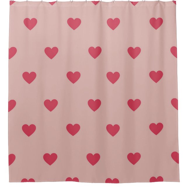 Pink Retro Heart Y2K Pattern With Pink Background Shower Curtain (Front)