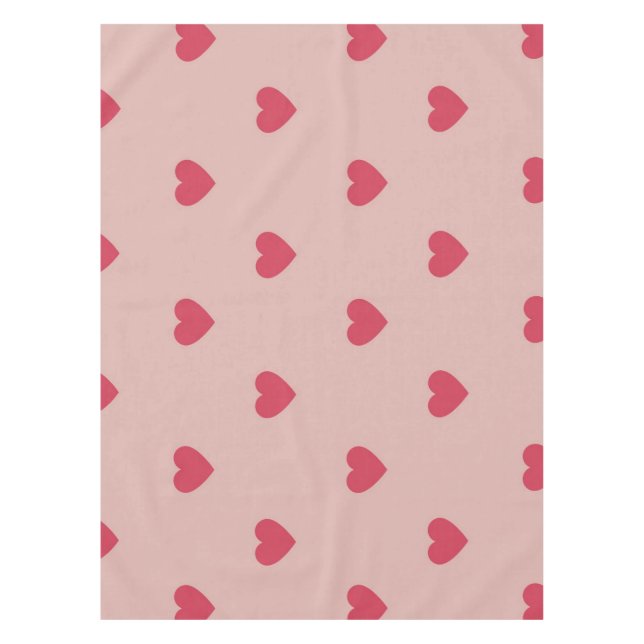 Pink Retro Heart Y2K Pattern With Pink Background Tablecloth (Front)